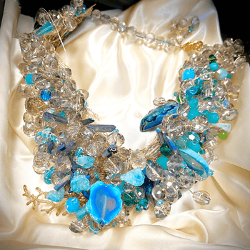 Featured at New York Fashion Week 2024: The One and Only Mermaid Queen Collar in Blue Agate