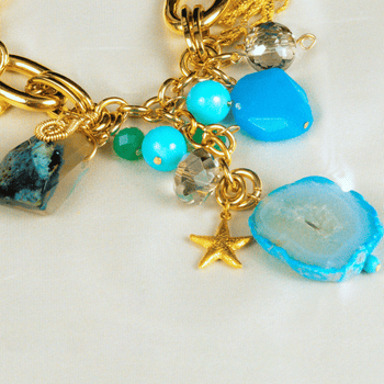Ocean Echo Bracelet in Blue Agate, Turquoise, and Mother of Pearl: Baru's Serenity Whisper